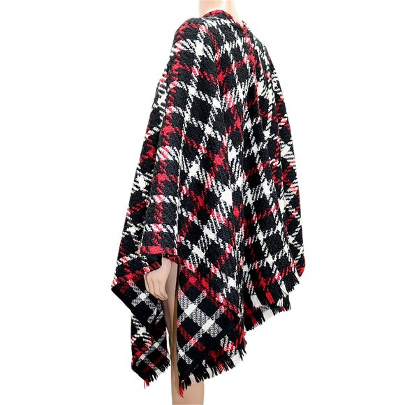 MOSCHINO Boutique Tartan Wool Cape Poncho Blanket Wrap Oversized Scarf OS - Picture 4 of 8